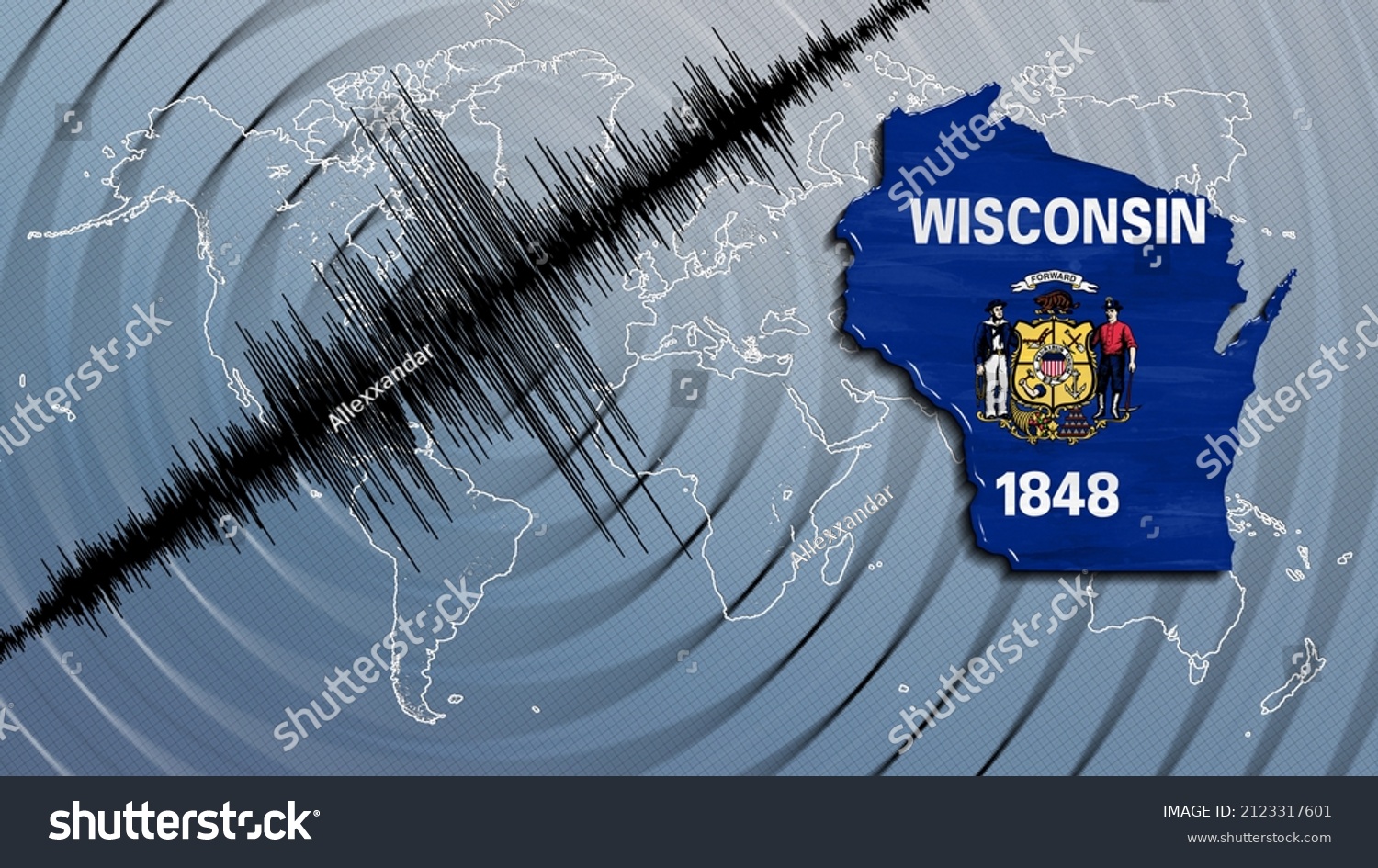Seismic Activity Earthquake Wisconsin Map Richter Stock Illustration