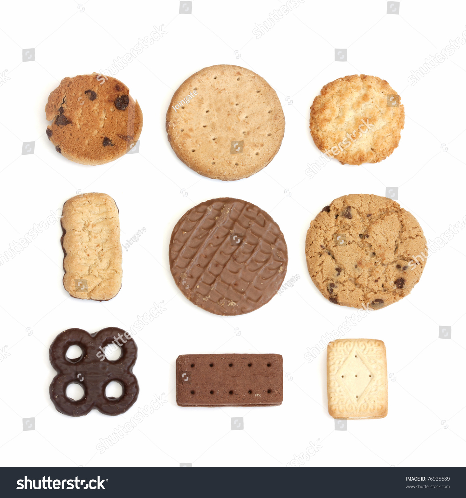 Selection Of Different Types Of Biscuit On A White Background Stock ...