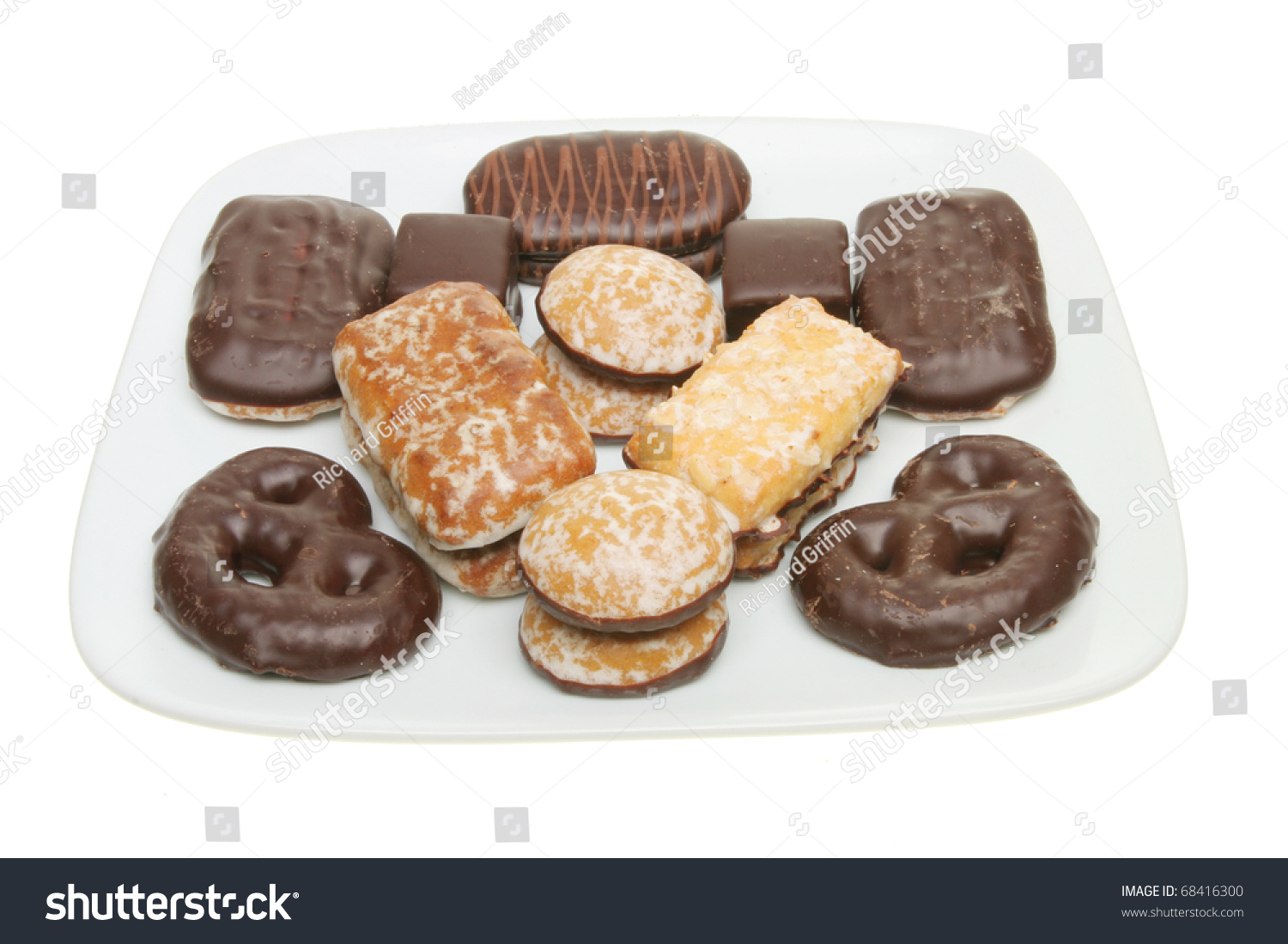 Selection Of Lebkuchen Continental Biscuits On A Plate Isolated Against ...