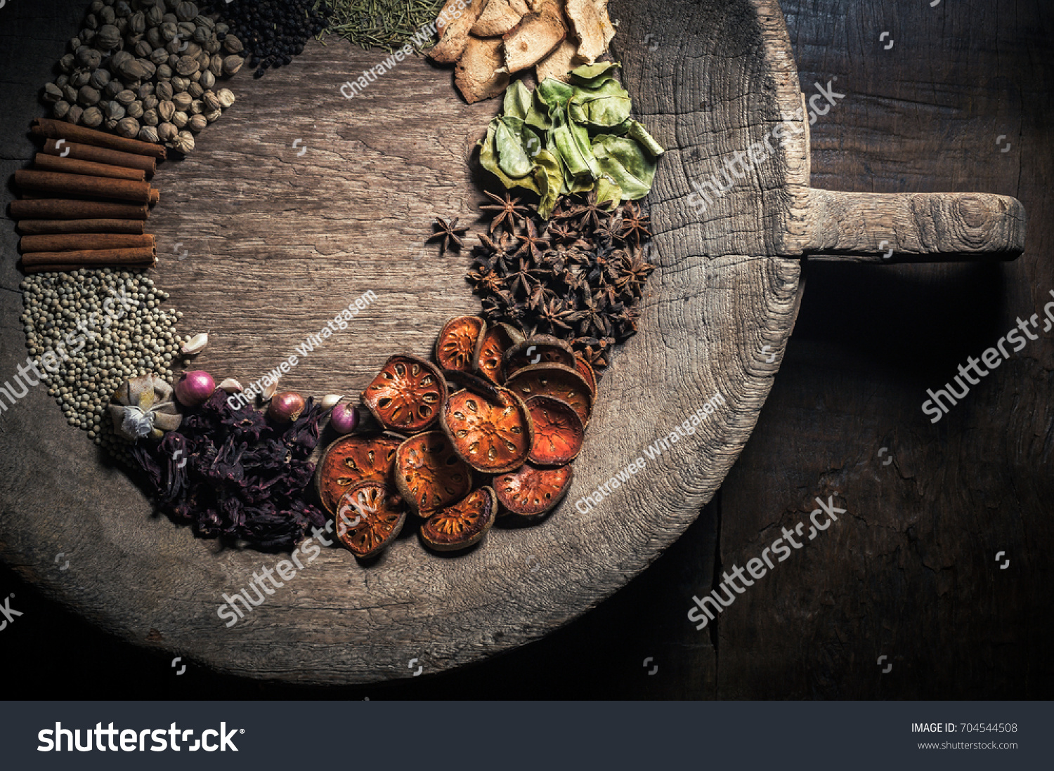 Selection Spices Herbs Ingredients Cooking Food Stock Photo 704544508 ...