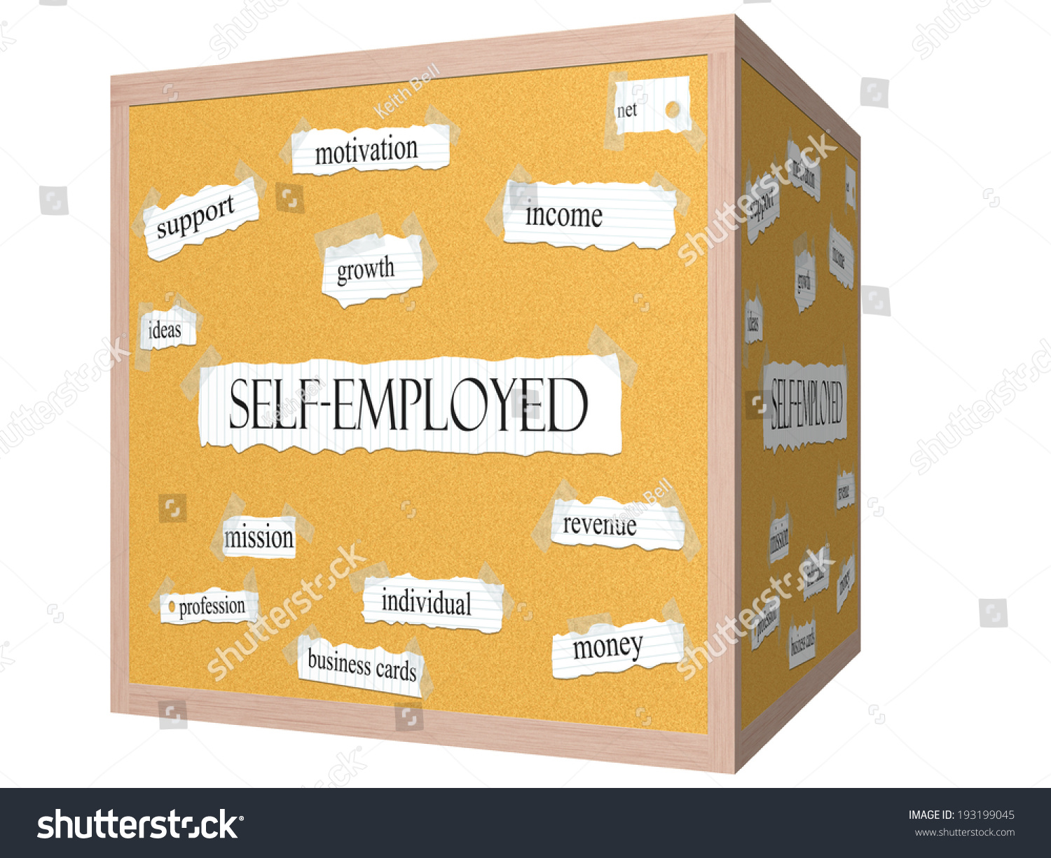 Selfemployed 3d Cube Corkboard Word Concept Stock Illustration 193199045 Shutterstock 5180