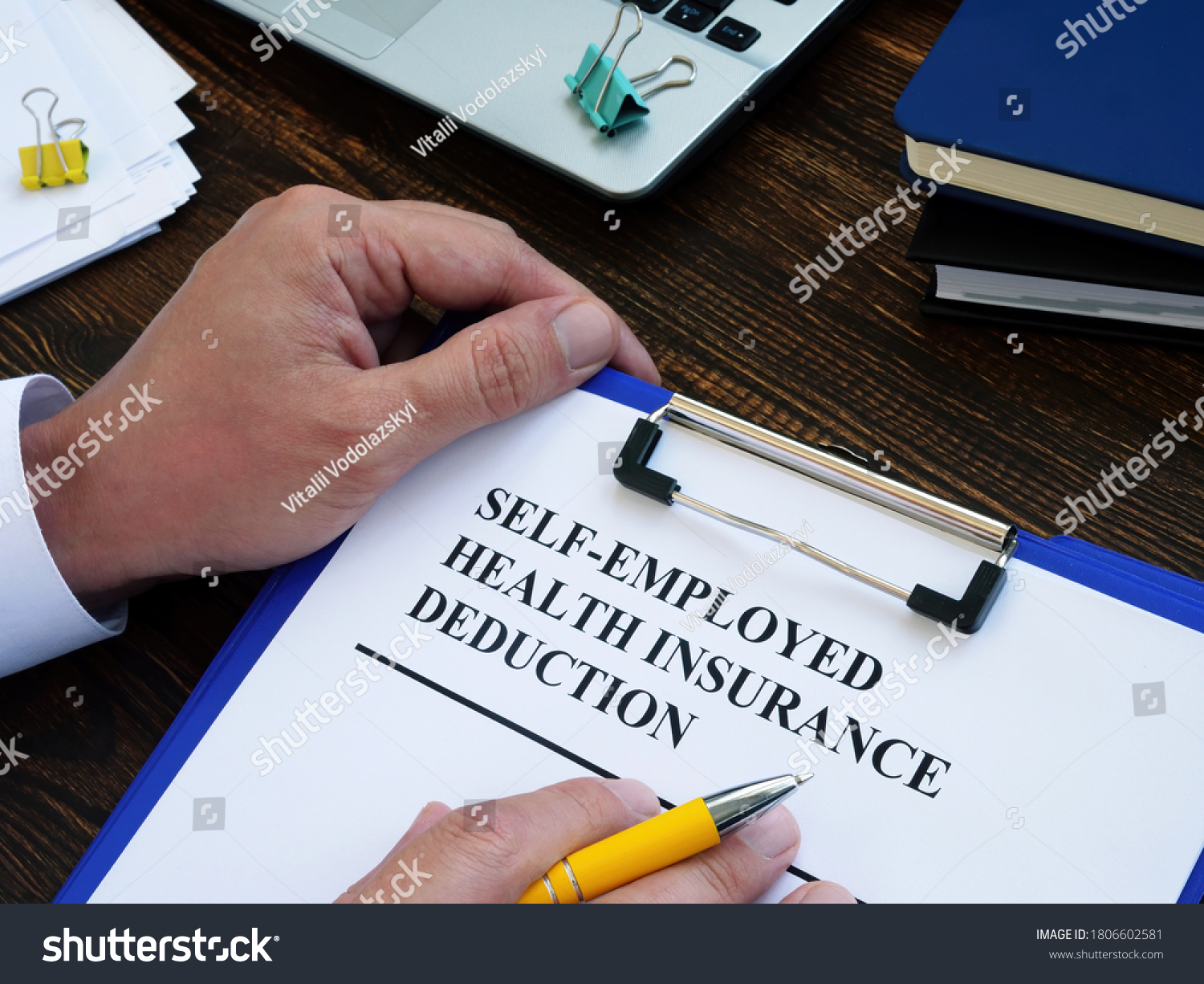 Self Employed Health Insurance Deduction Application Stock Photo ...