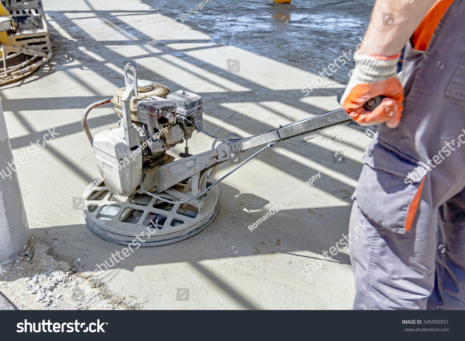 Self Leveling Power Trowel Machine Sander Stock Photo 545900551