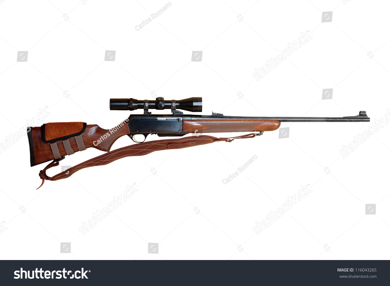 Semiautomatic Hunting Rifle Largecaliber Equipped Optical Stock Photo ...