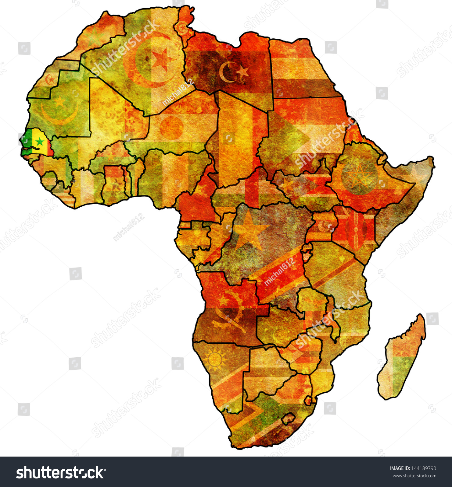 Senegal On Actual Vintage Political Map Ilustración De Stock 144189790 Shutterstock 7947