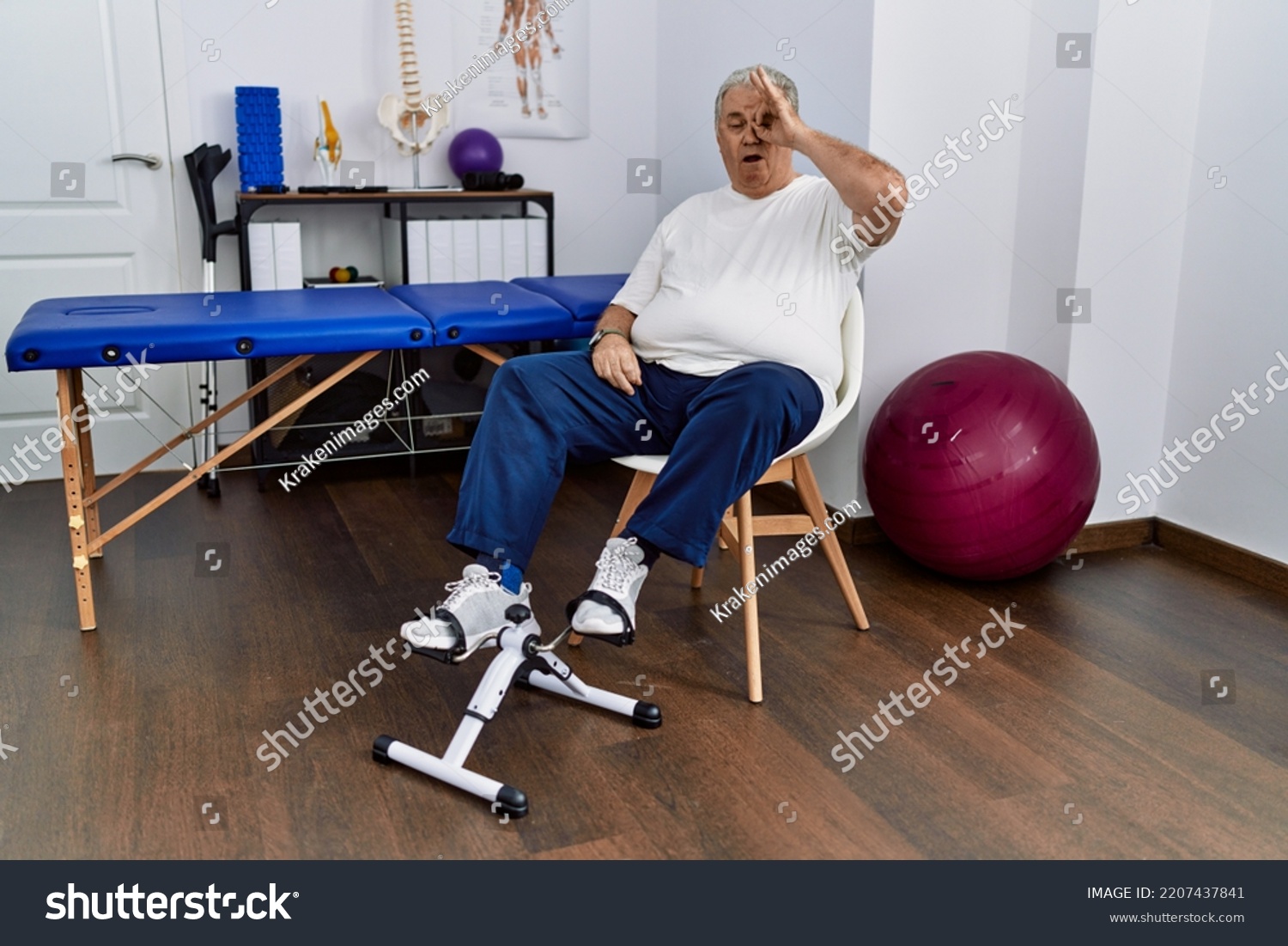  Tawny Brown Classic  Template Design Featuring Senior Caucasian Man at Physiotherapy