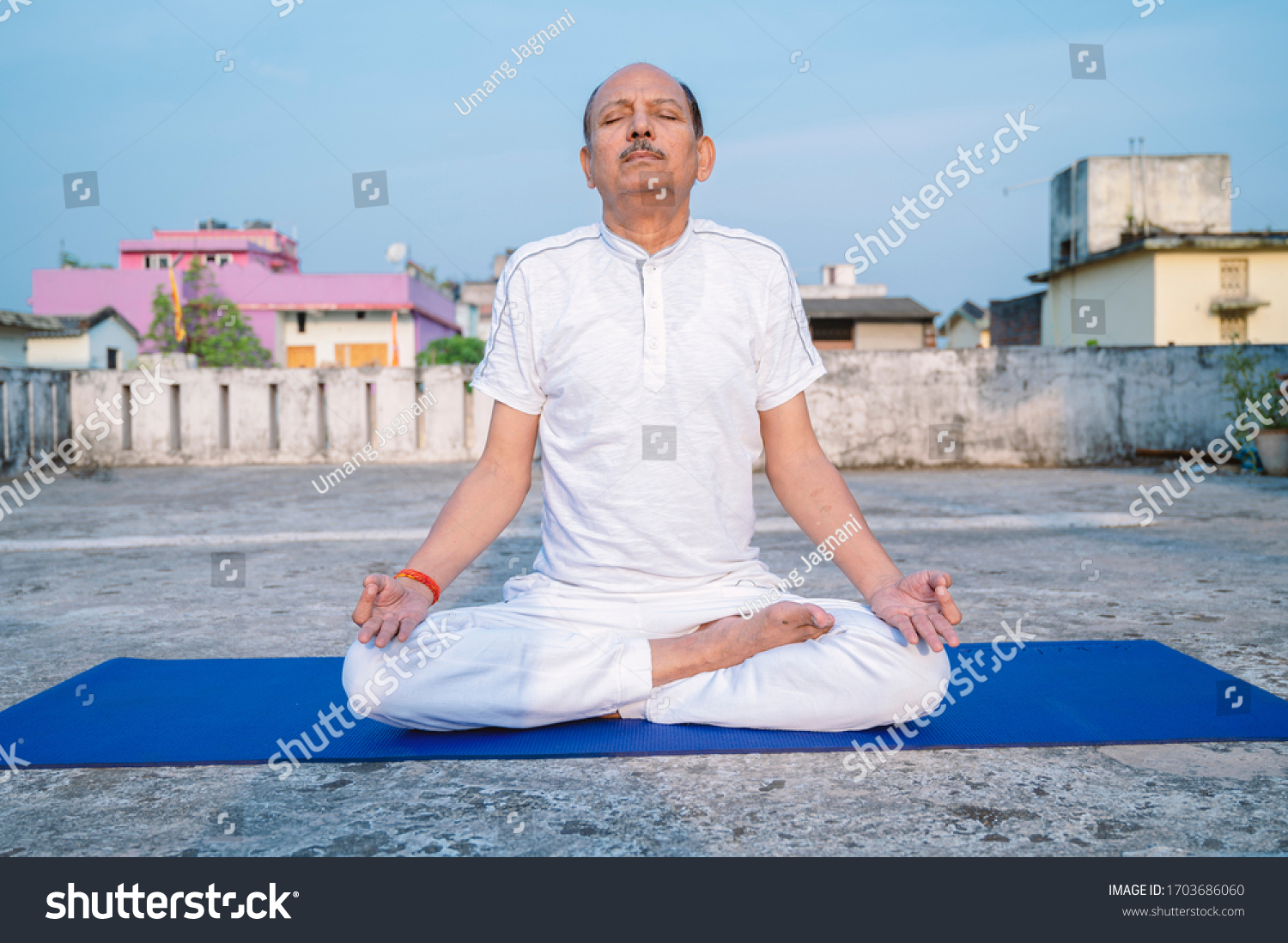 Senior Citizen Old Indian Man Performing Stock Photo 1703686060 ...