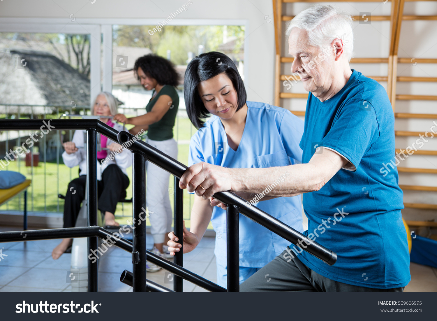 Senior Citizens Working Out Gym Multi Stock Photo Edit Now 509666995