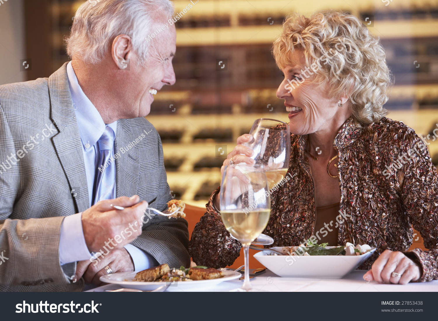 Senior Couple Having Dinner Together At A Restaurant Stock Photo ...