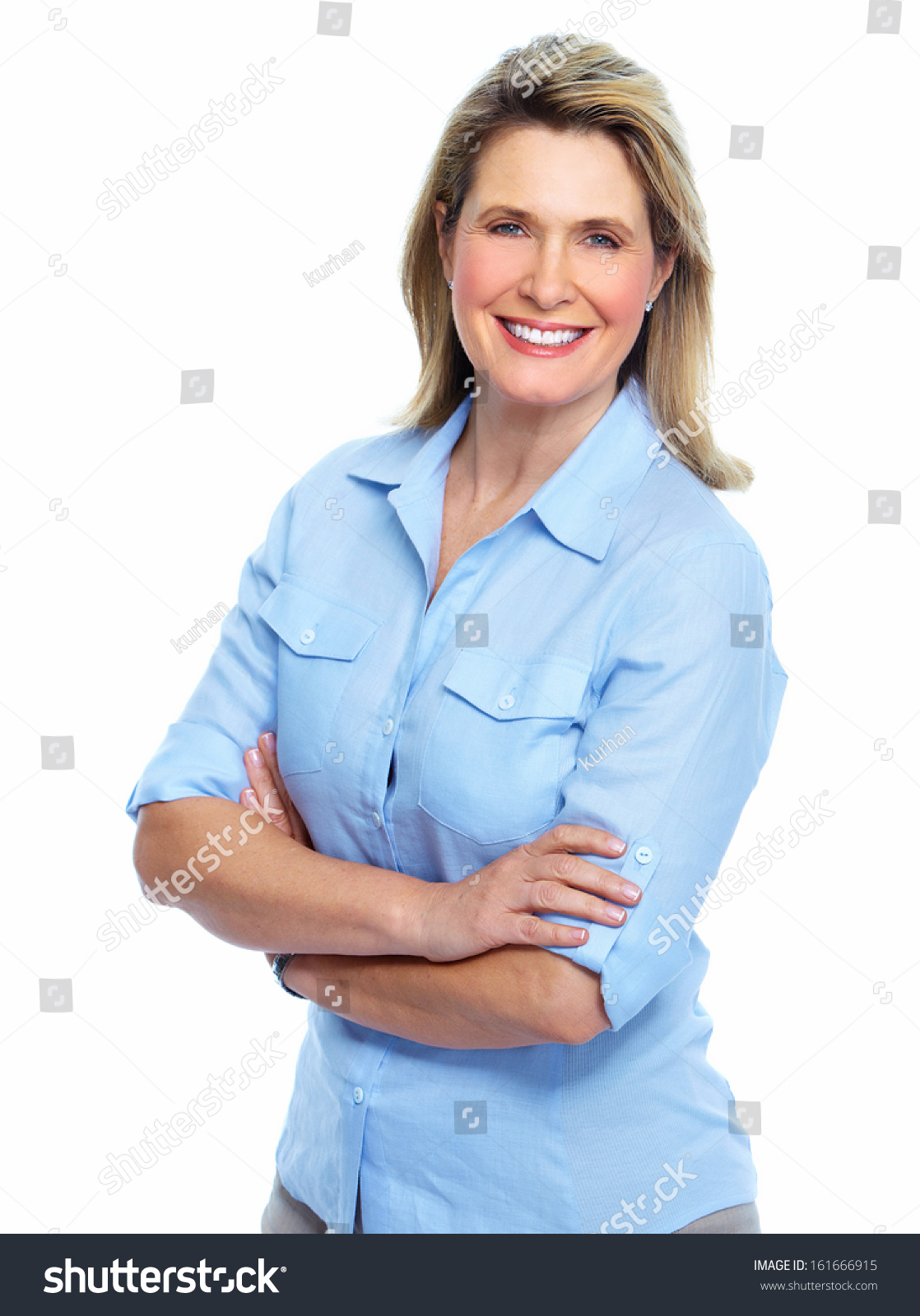 Senior Lady Portrait Isolated Over White Stock Photo (Edit Now) 161666915