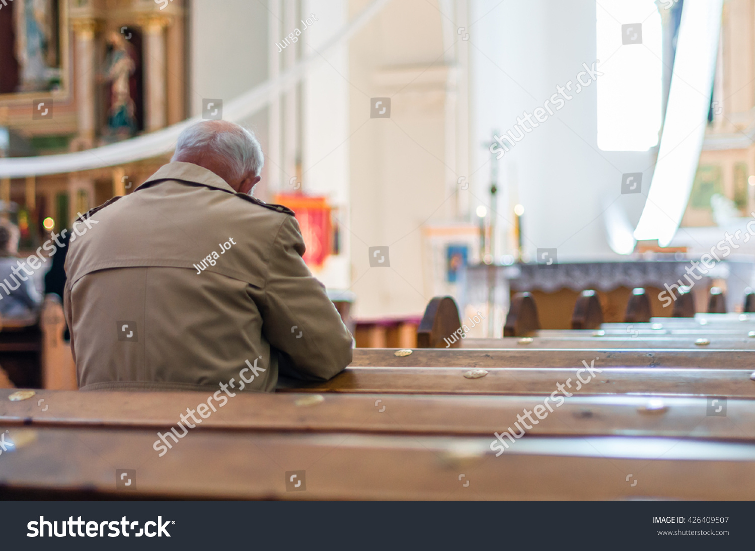 Senior Man Praying Catholic Church Man Stock Photo (Edit Now) 426409507 ...