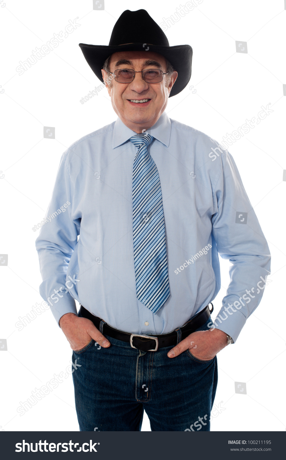 Senior Old Man Wearing Cowboy Hat Stock Photo 100211195 - Shutterstock