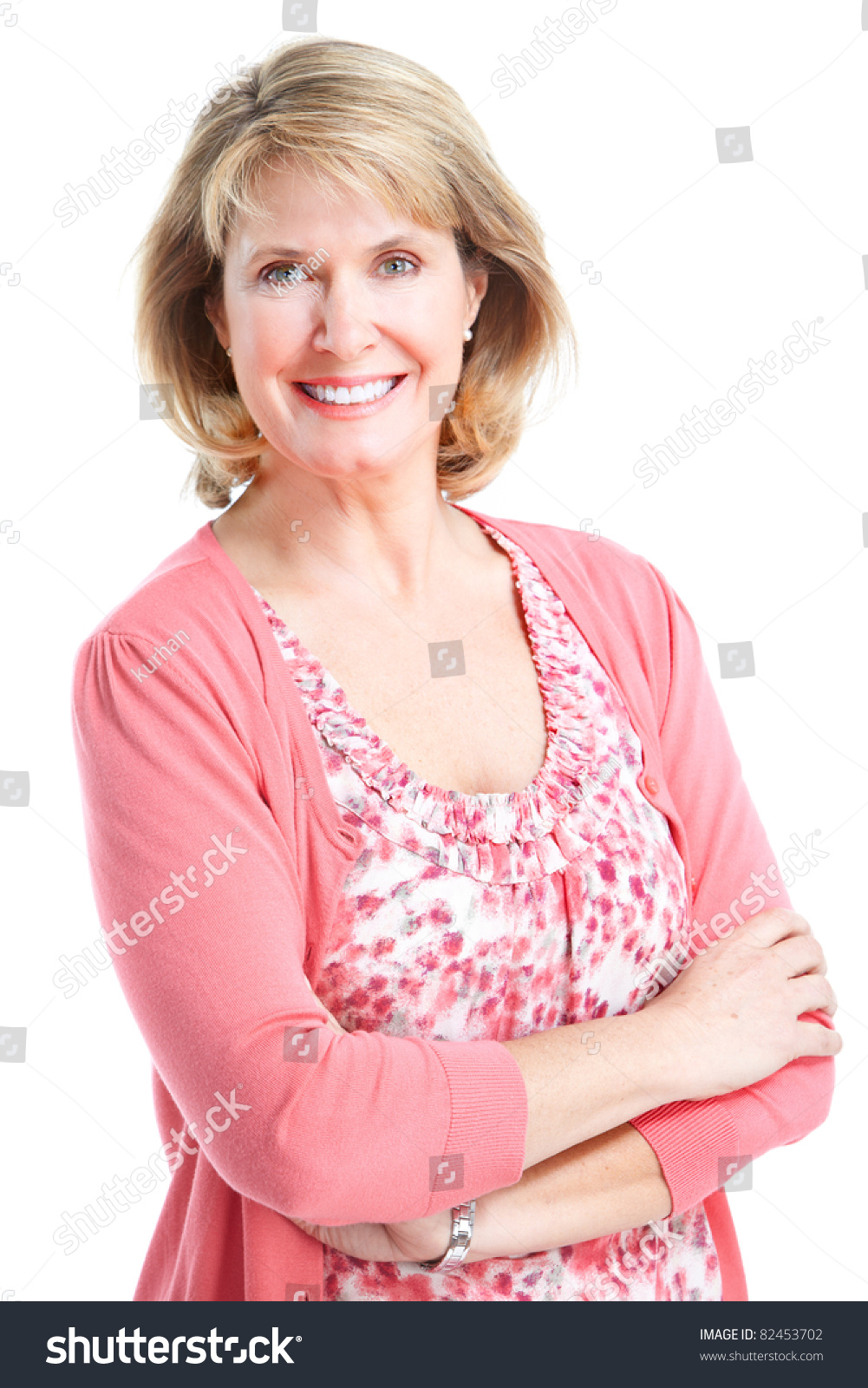 Senior Smiling Healthy Woman Over White Stock Photo 82453702 - Shutterstock