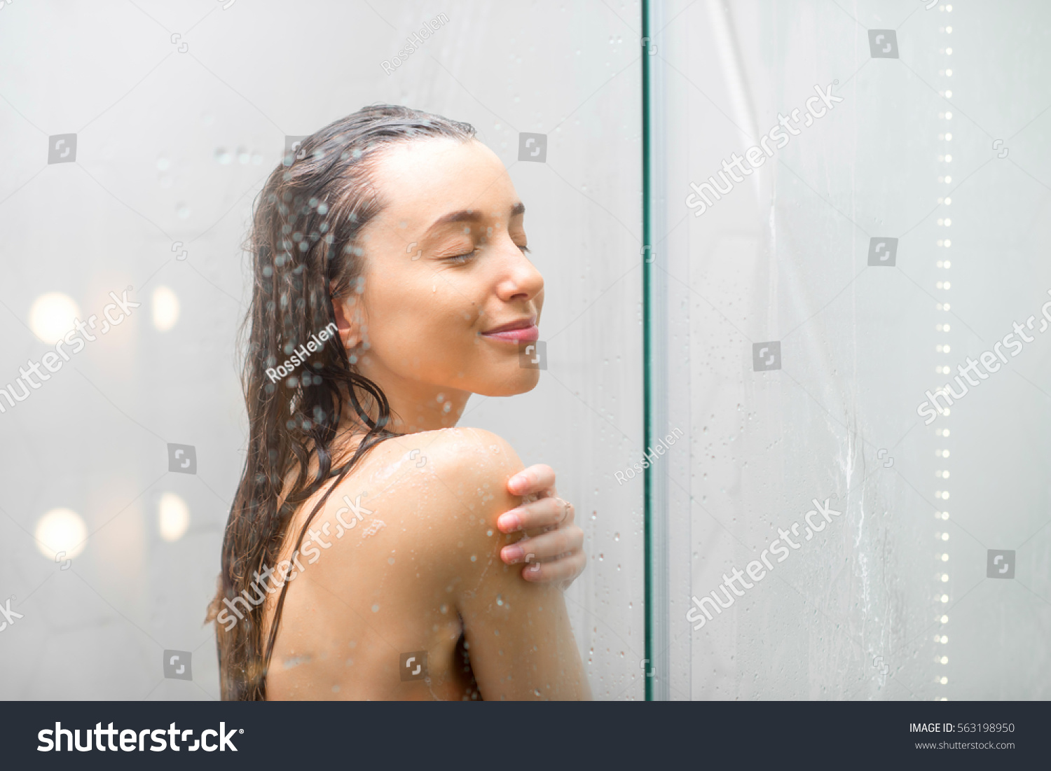 a shower Nude woman taking