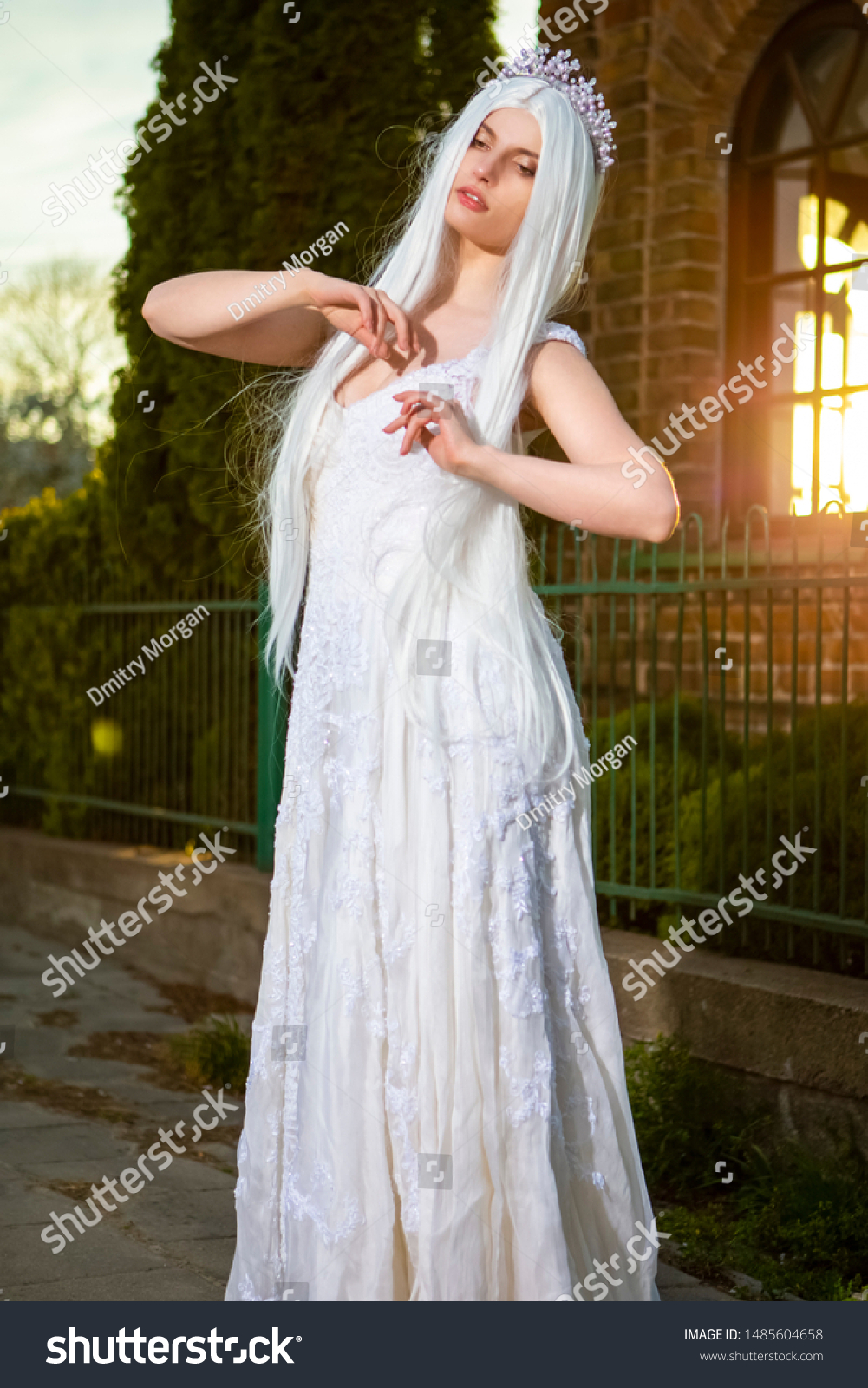 Sensual Relaxed Caucasian Bride Tiara Long Stock Photo Edit Now