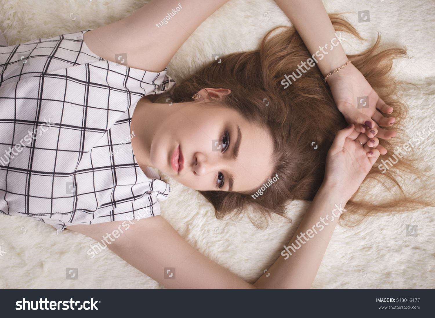 Sensual Woman Lying On Fur Stock Photo Shutterstock