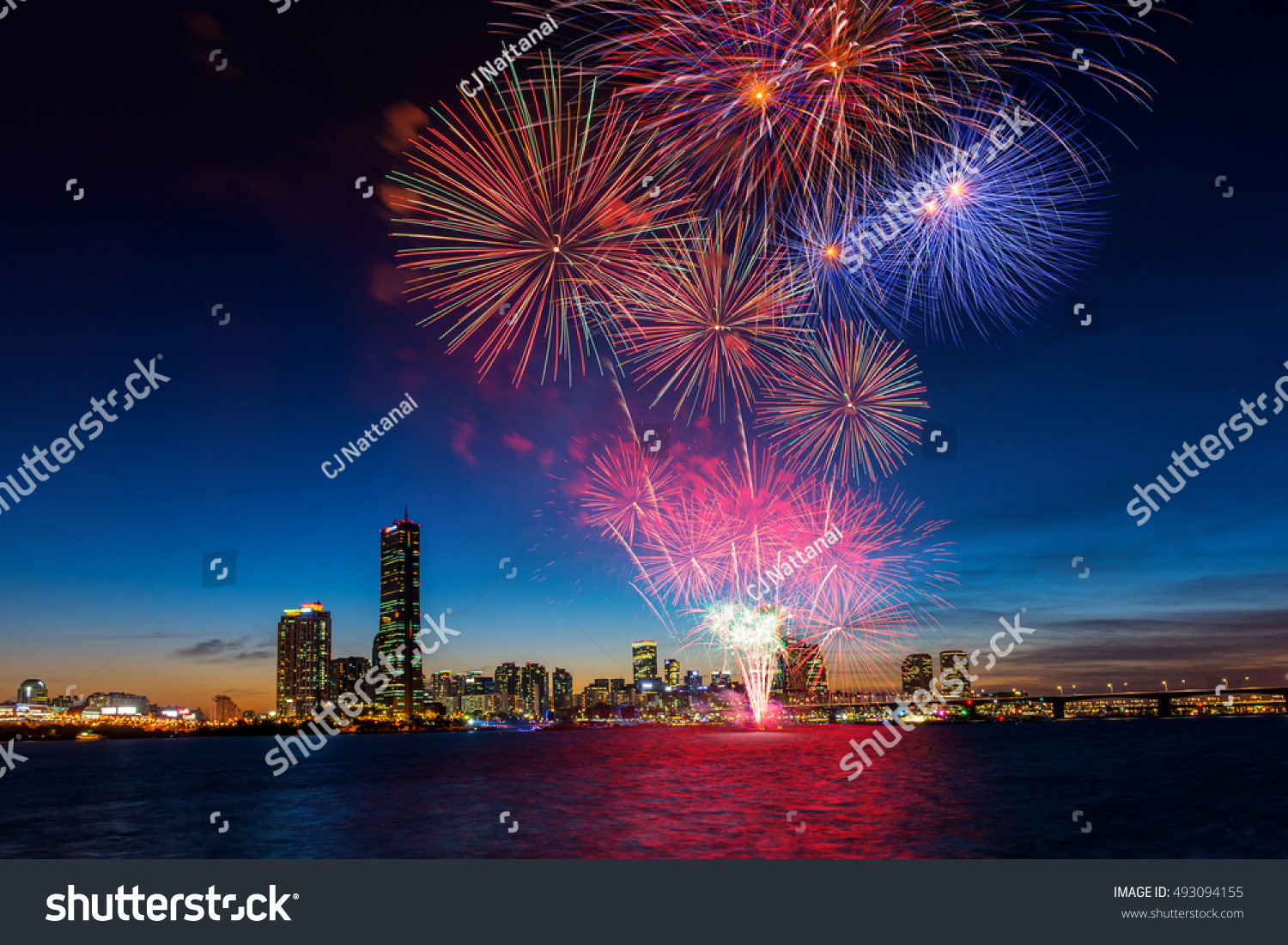 Seoul Fireworkscolorful Fireworks Seoul South Korea Stock Photo ...