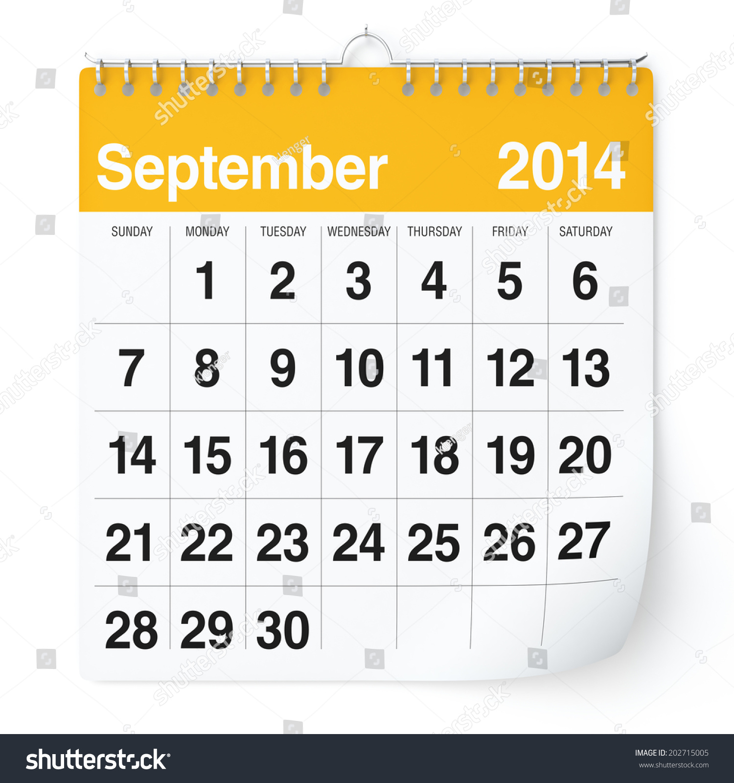 September 2014 - Calendar Stock Photo 202715005 : Shutterstock