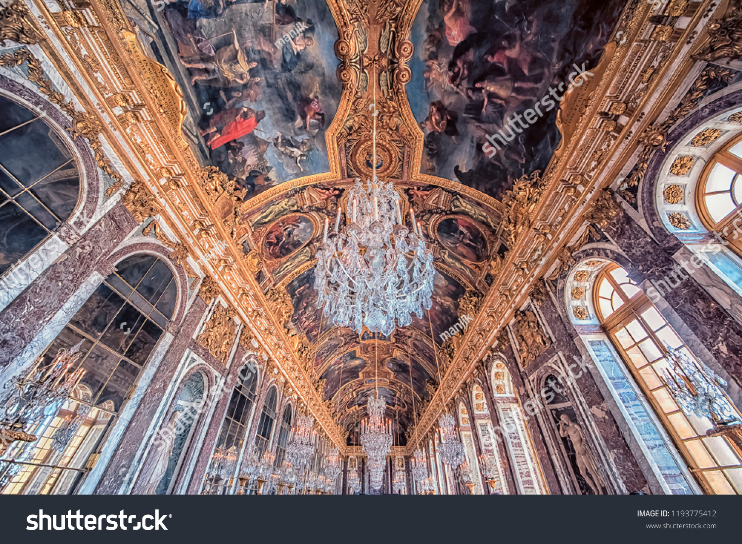 September 2018 Versailles France Hall Mirrors Stock Photo