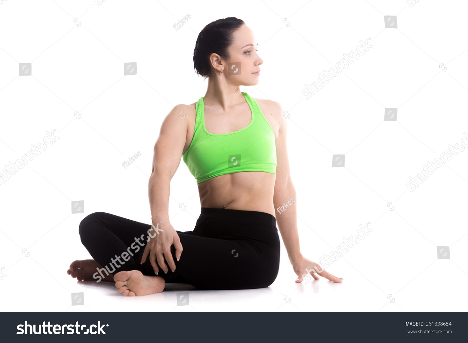 Serene Girl Practicing Yoga Revolved Easy Stock Photo 261338654 ...