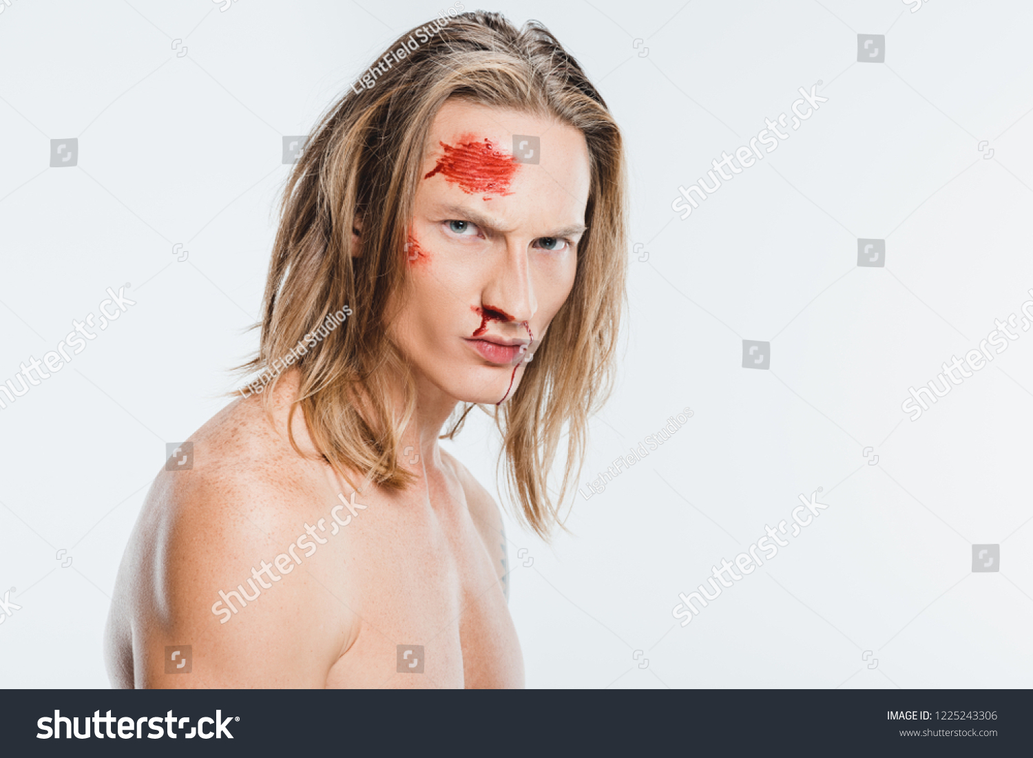 Serious Angry Naked Man Blood On Stock Photo Shutterstock