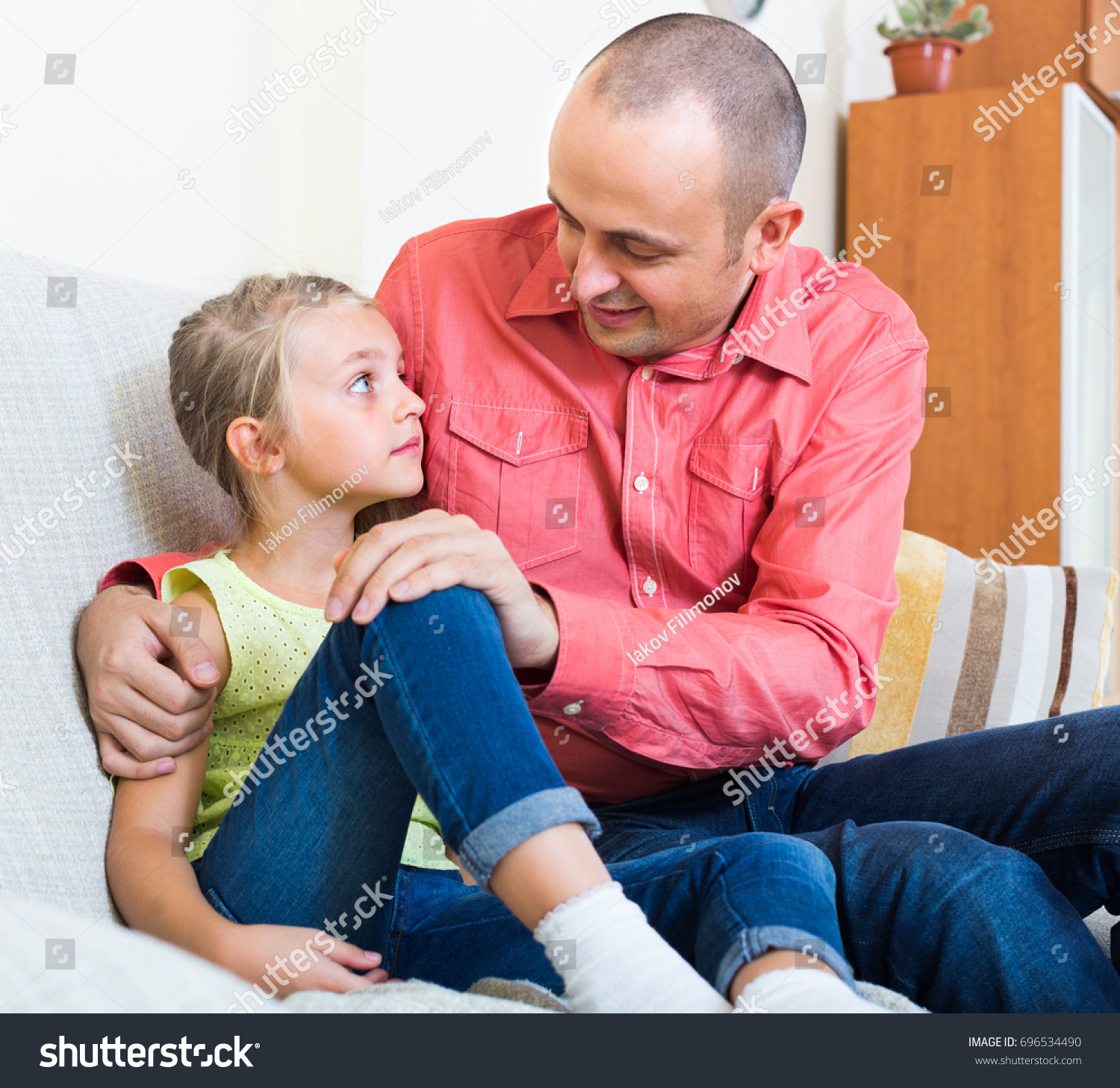 Serious Father Rebuking Daughter Offence Home Stock Photo (Edit Now ...