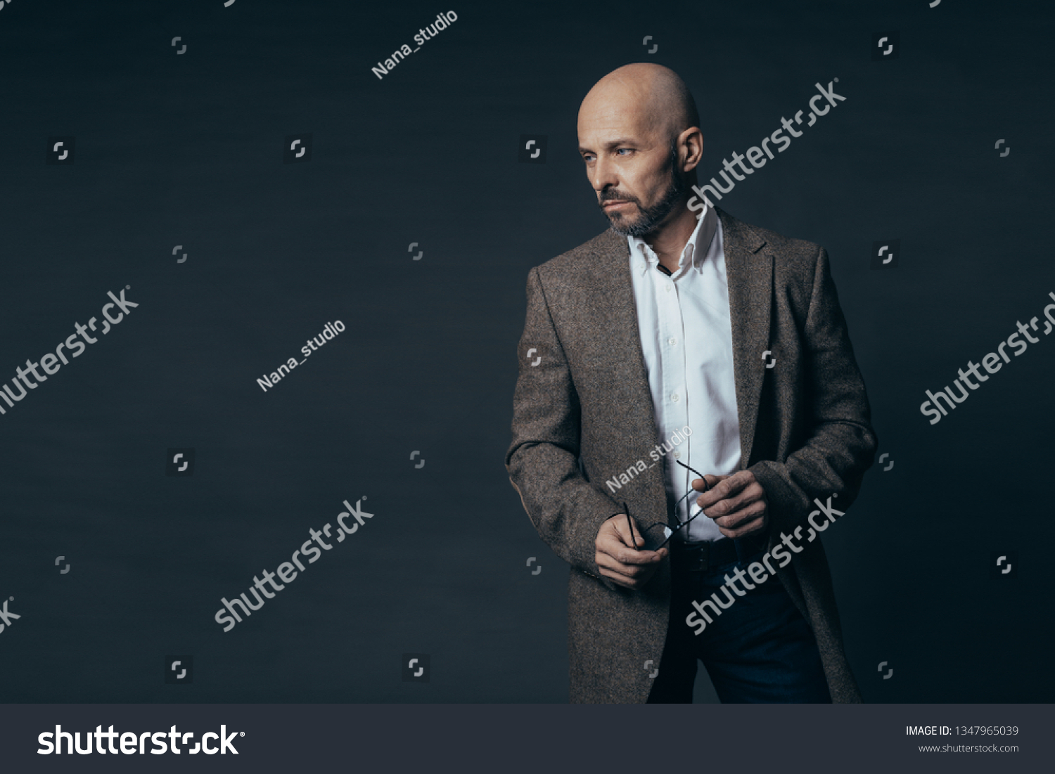 Serious Middle Aged Man Deadpan Face Stock Photo 1347965039 Shutterstock