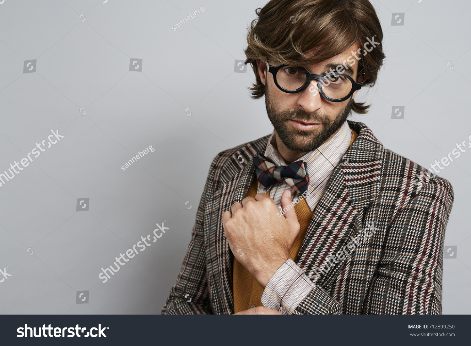 Seriously Geek Chic Guy Glasses Portrait Stock Photo Edit Now