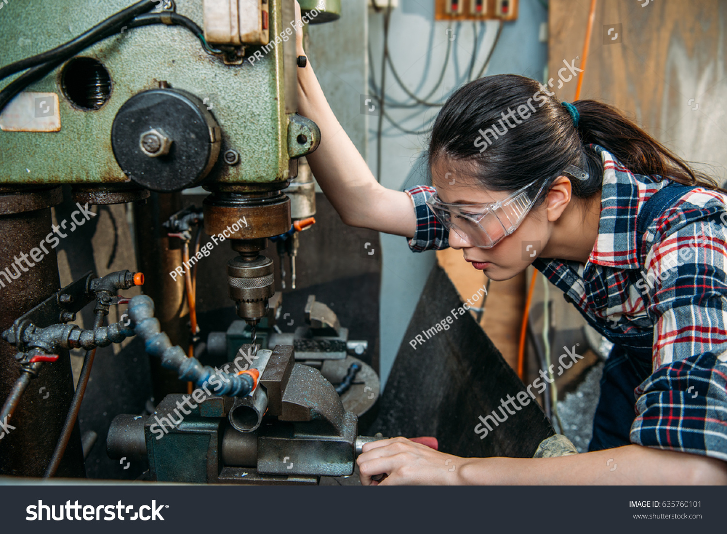 Seriously Industrial Factory Woman Wearing Safety Stock Photo (Edit Now ...