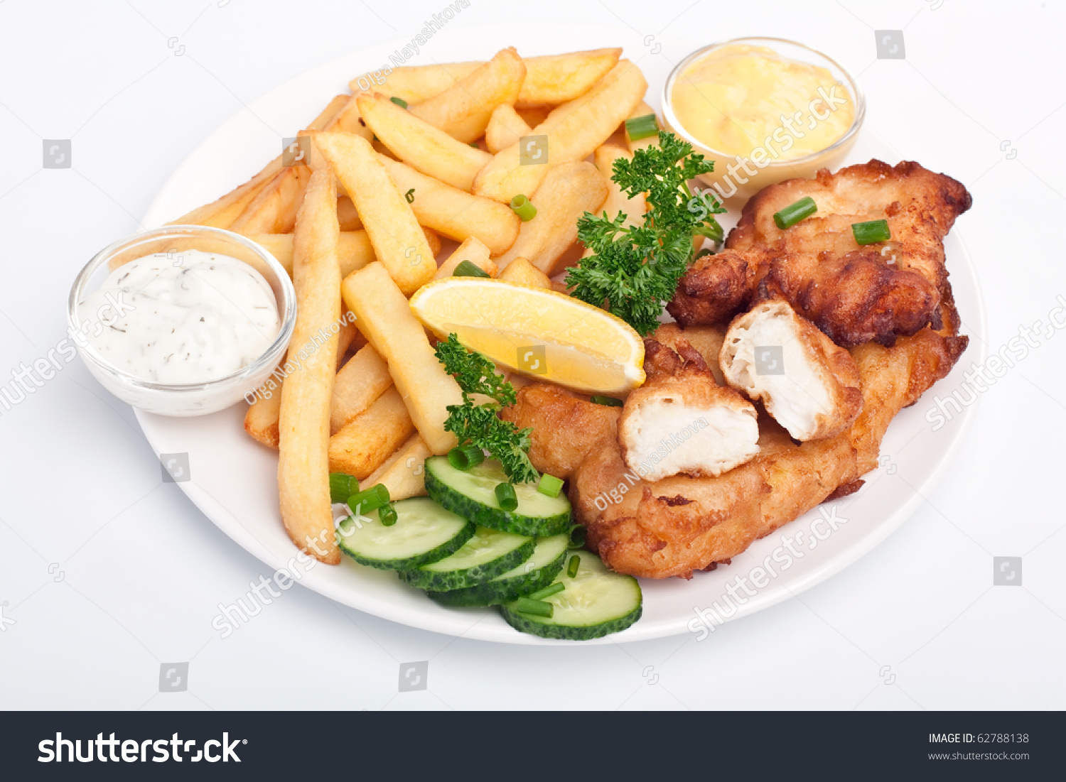 Serving Of Fish And Chips On White Background Stock Photo 62788138 ...