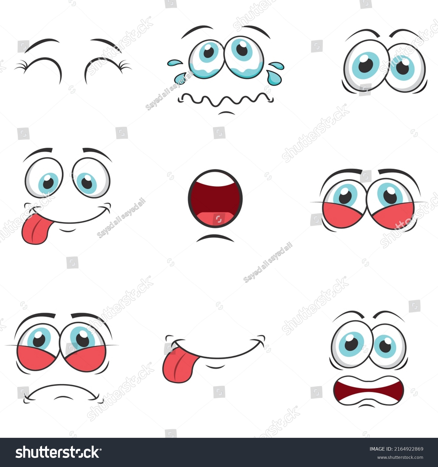 Set Cartoon Eyes Face Icon Expressions Stock Illustration 2164922869 ...