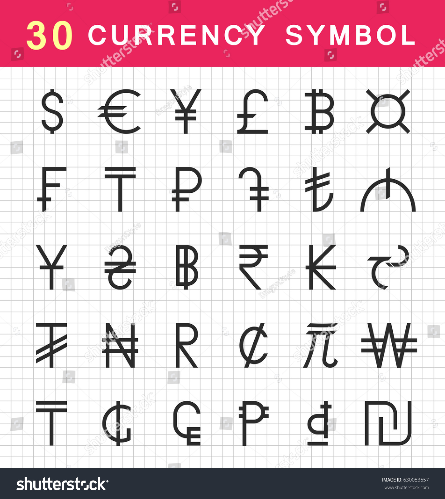 Set Currency Symbols World Money On Stock Illustration 630053657