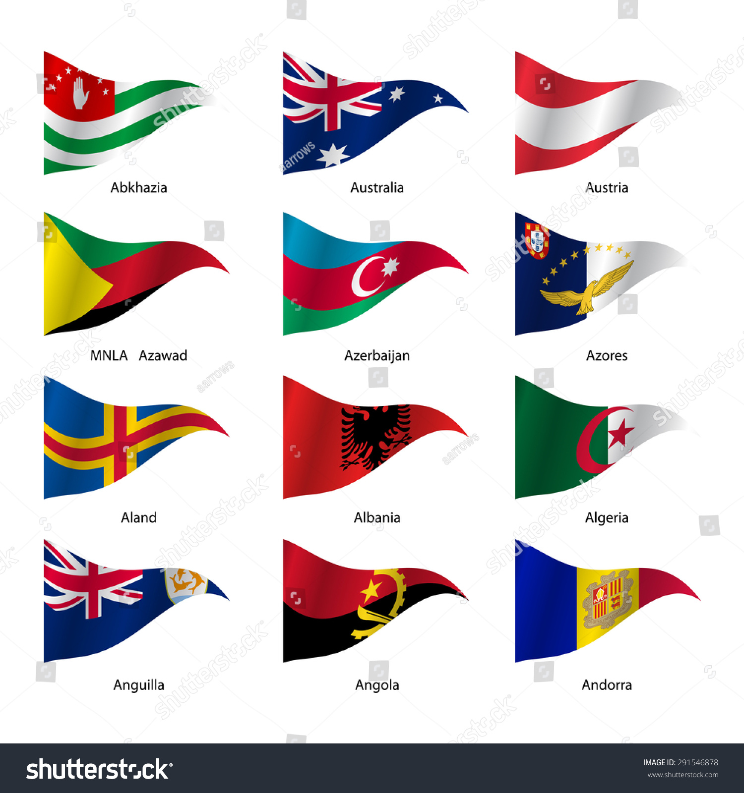 Set Flags Of World Sovereign States Triangular Shaped. Illustration ...