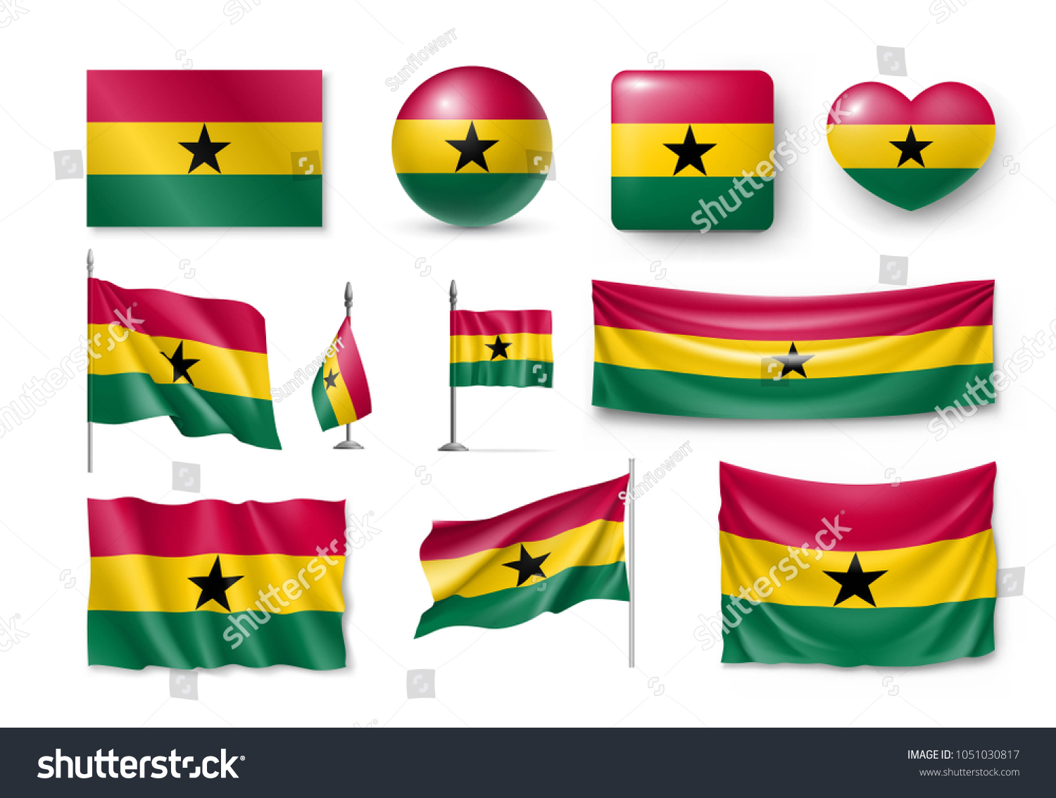 Set Ghana Flags Banners Banners Symbols Stock Illustration 1051030817 ...