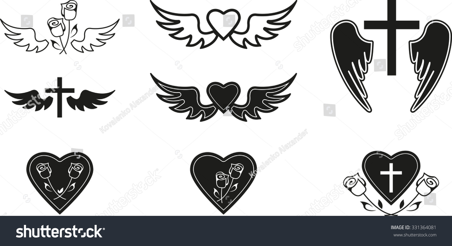 Set Black Funeral Symbols Stock Illustration 331364081 - Shutterstock