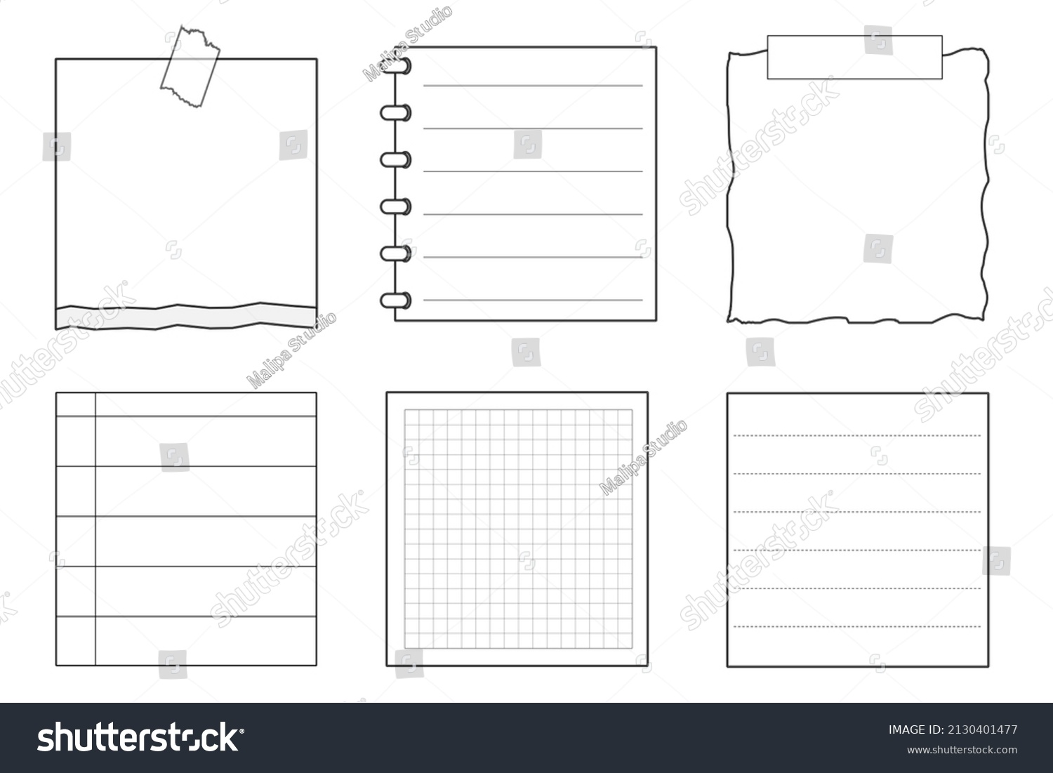 Set Blank Black White Memo Templates Stock Illustration 2130401477 ...