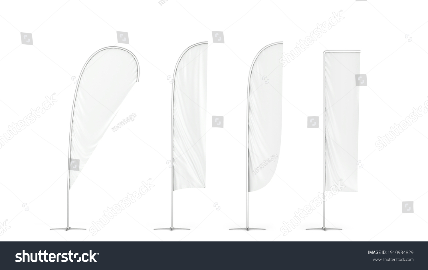 Set Blank Flag Banners 3d Illustration Stock Illustration 1910934829 ...