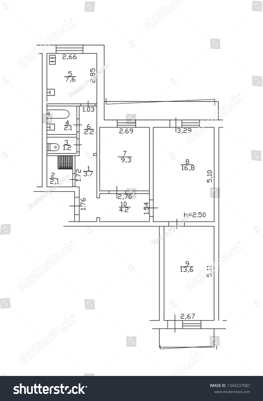 Set Blueprints Floor Plan Blueprints Floor Stock Illustration