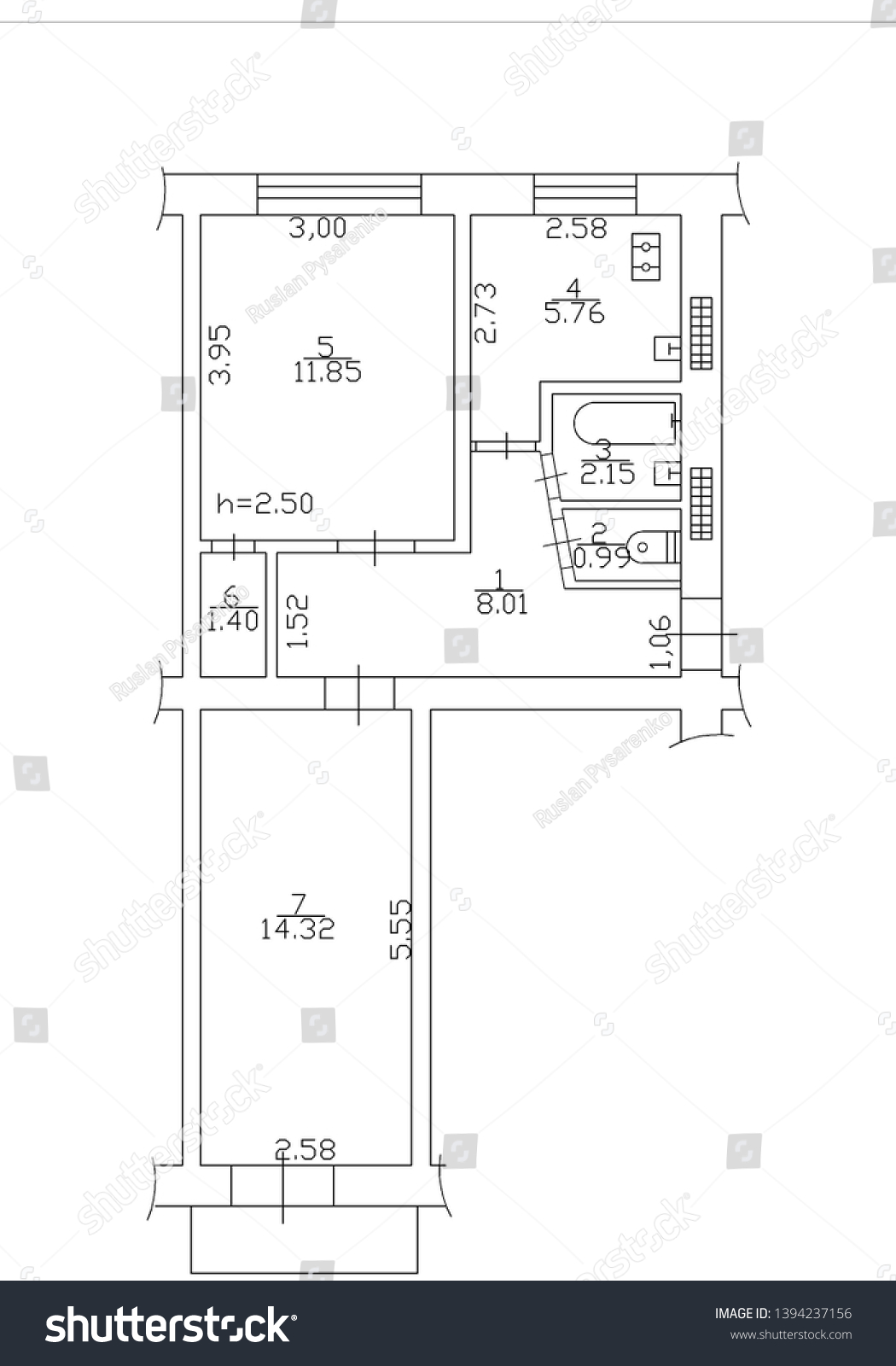 Set Blueprints Floor Plan Blueprints Floor Stock Illustration 1394237156