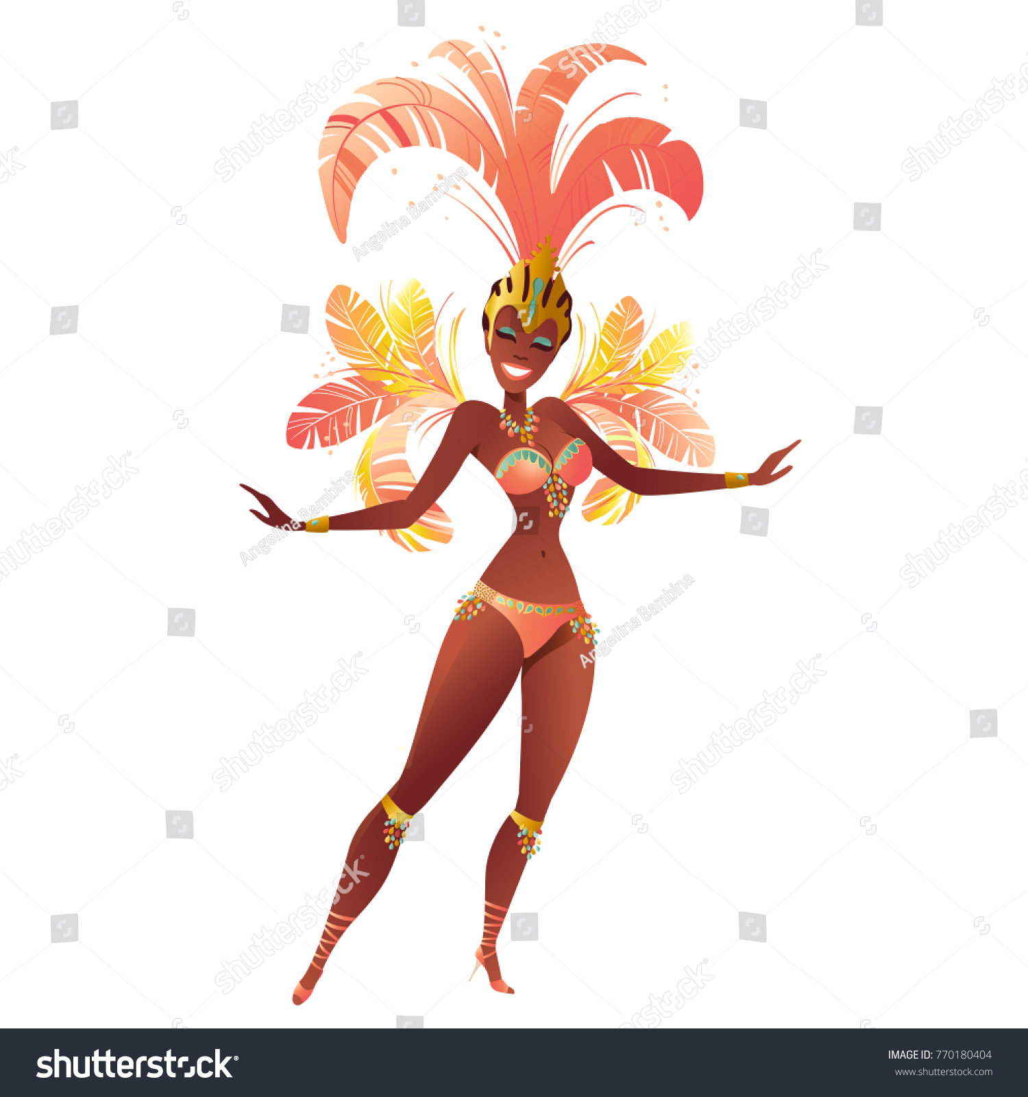 Set Brazilian Samba Dancers Carnival Rio のイラスト素材