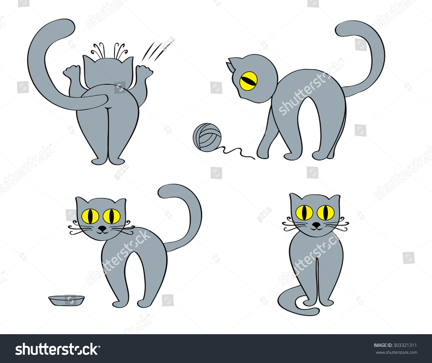 Set Cartoon Cats Stock Illustration 303321311 - Shutterstock