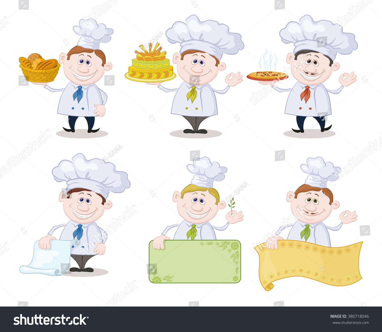 Set Cartoon Cooks Chefs Hold Basket Stock Illustration 380718046 ...