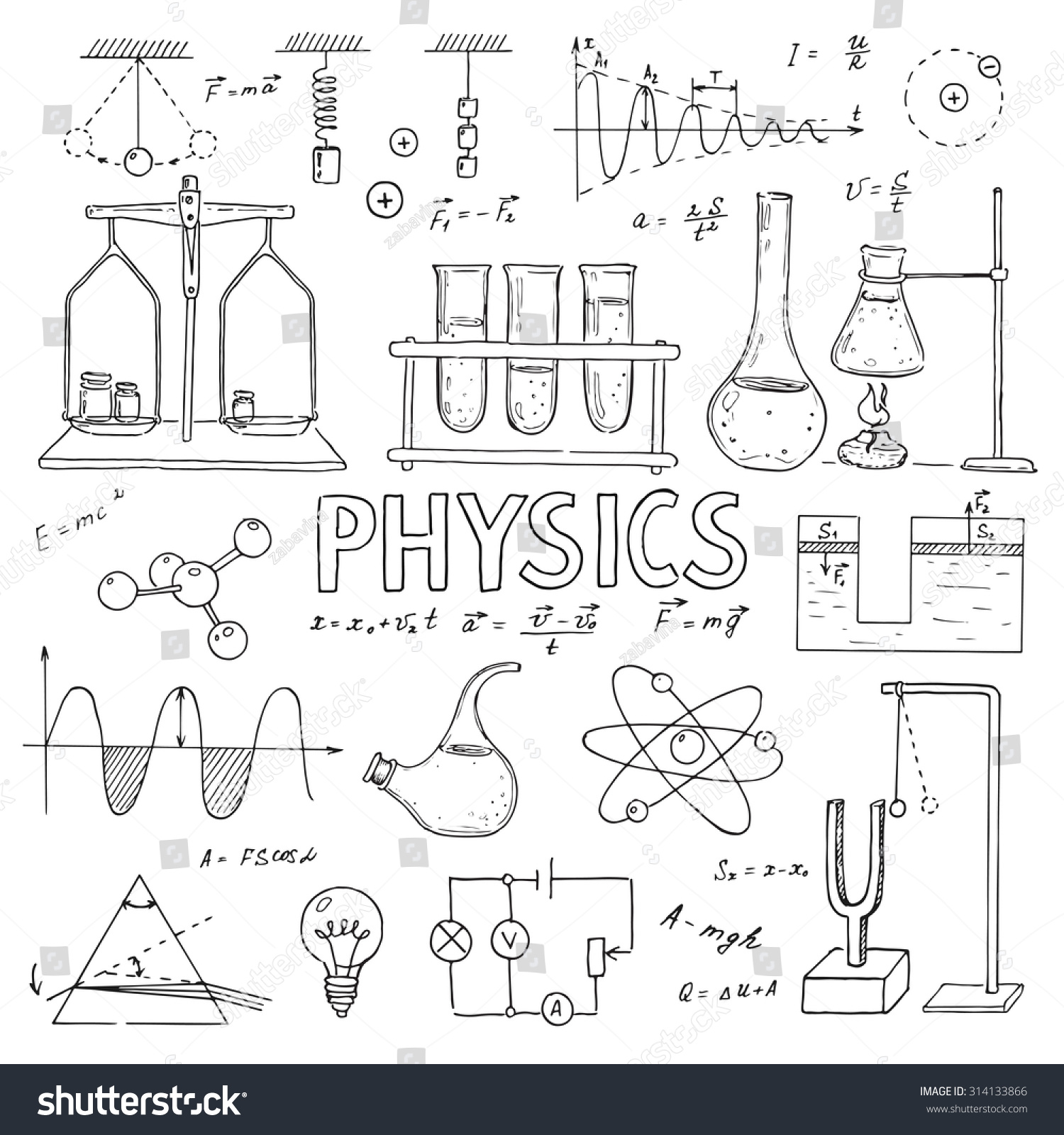 Set Chemical Equipment Hand Drawing Icons 스톡 일러스트 314133866 - Shutterstock