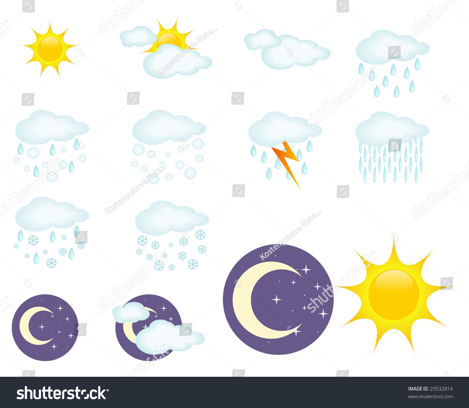 Set Of 12 Clear Weather Icons. Stock Photo 29532814 : Shutterstock