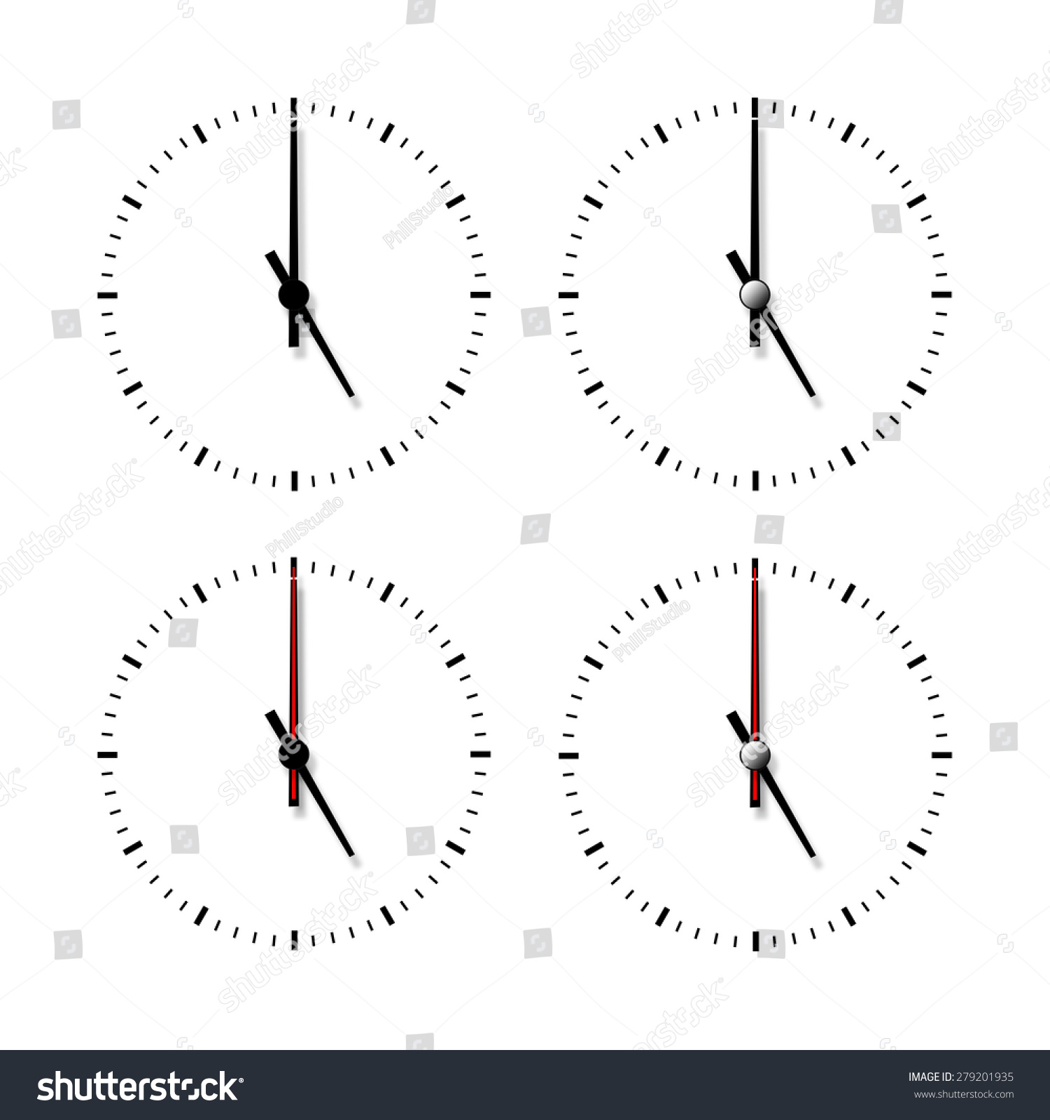 worksheet Number Line Without Numbers set clocks without numbers isolated on stock illustration of white background