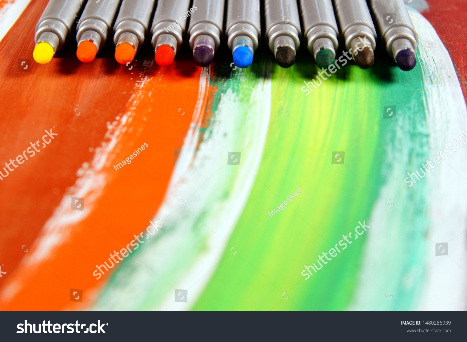 bright colored office supplies