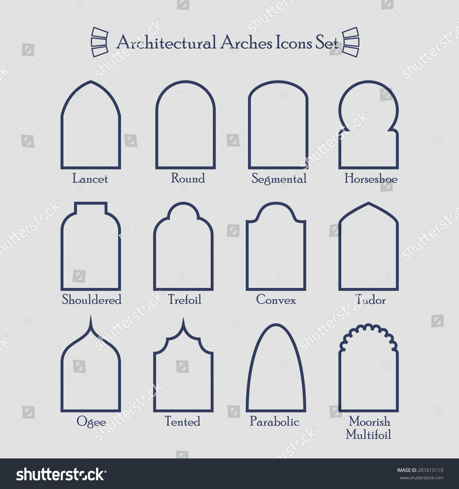 Set Common Types Architectural Arches Frame 스톡 일러스트 201615119