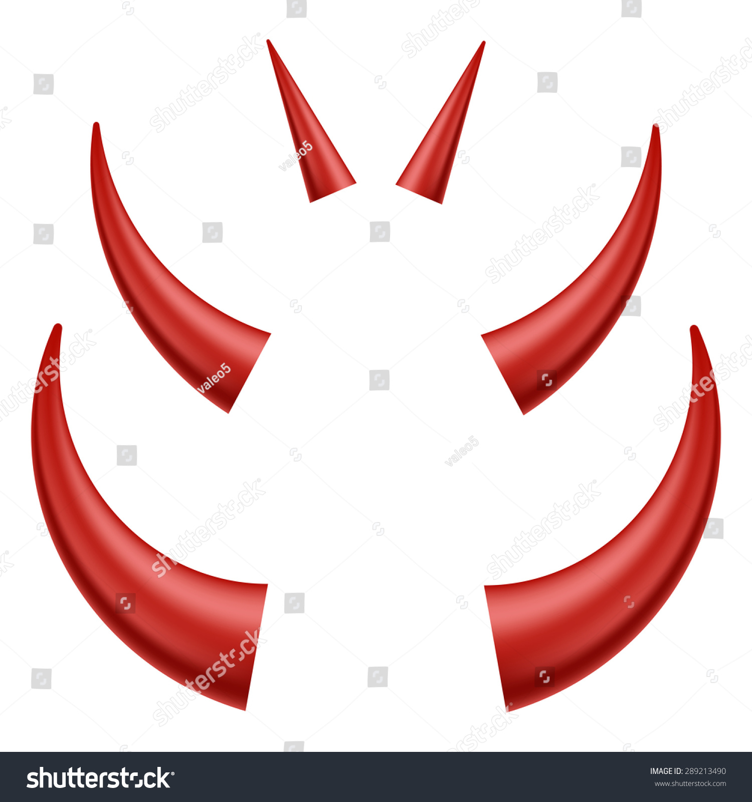 Set Different Red Horns Isolated On Stock Illustration 289213490