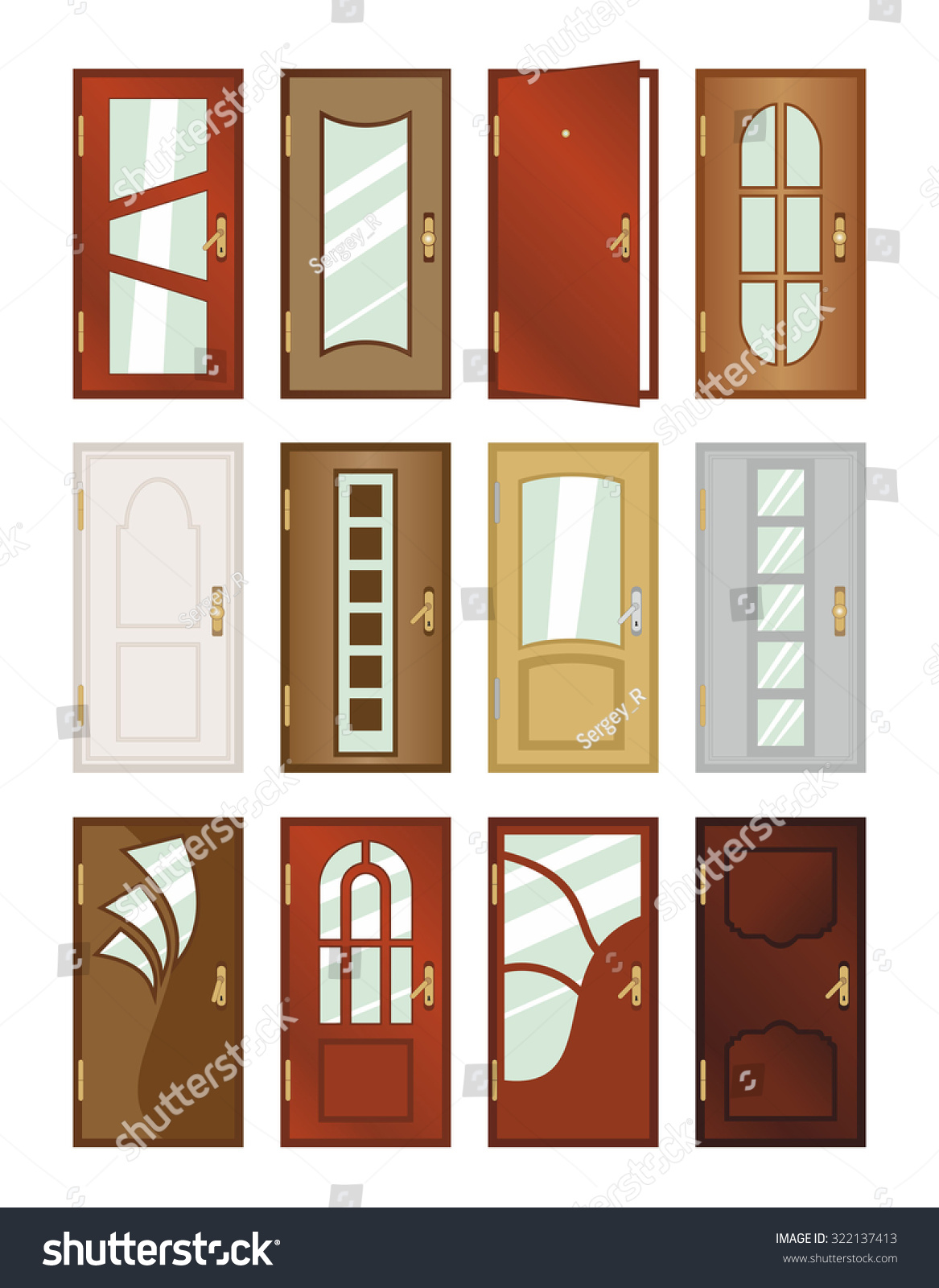 Set Different Types Doors Stock Illustration 322137413