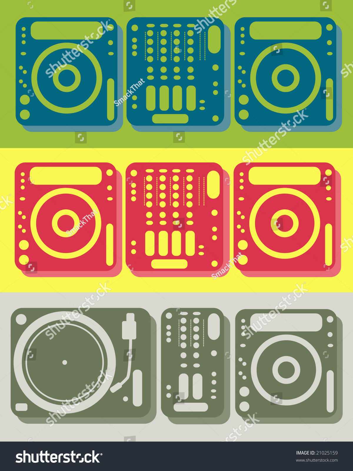 Set Dj Equipment Including Cd Player Stock Illustration 21025159 ...